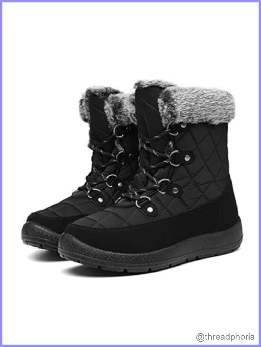 Fur Lined Waterproof Lace-Up Winter Snow Boots Ankle
